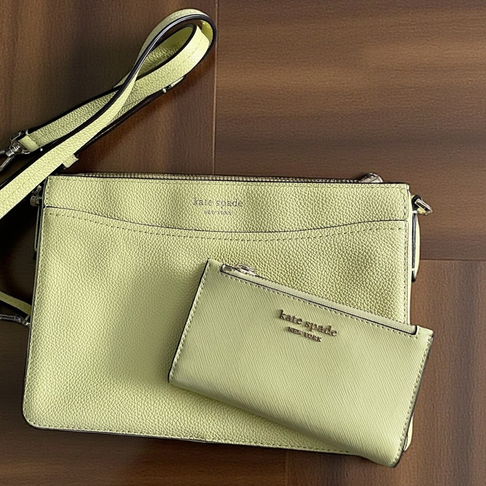 Kate Spade Margaux Medium Crossbody Bag Mint Green with Matching Wallet